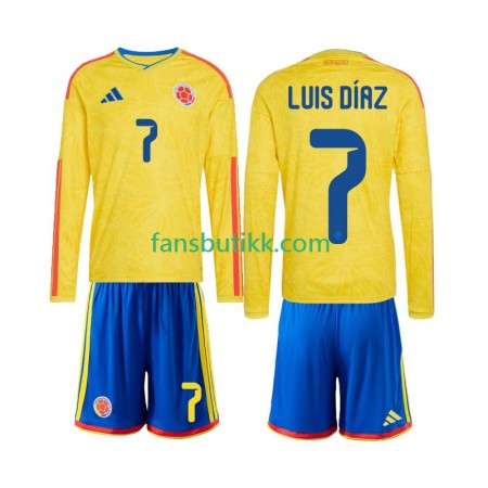 Fotballdrakt Colombia Luis Diaz 7 World Cup Barn Hjemmetrøye 2026 Langermet